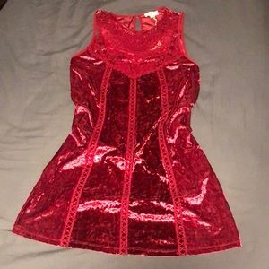 Red velvet cocktail dress